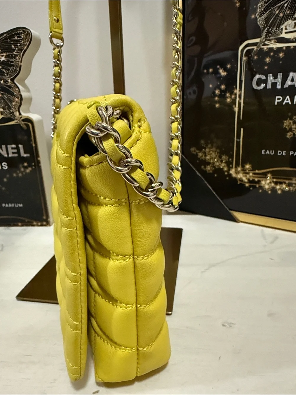 Kate Spade Story Book Yellow Quilted Chain-Handle Crossbody Bag